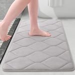 Colorxy Memory Foam Bath Mats, Soft & Non-Slip Bathroom Rugs, Water Absorbent Bath Rugs and Machine Washable Bath Carpet Rug for Shower Bathroom Floor Rugs, 24" x 16", Grey