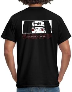 Spreadshirt Naruto Shippuden Le Sharingan D'Uchiha Itachi T-Shirt Homme, L, Noir