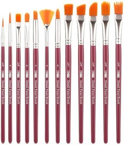H&S Lot de Pinceaux pour Peinture Huile & Acrylique ou Aquarelle - 12pcs - Pinceau Professionnel à Pointe Ronde et Plate avec Poils Synthétiques - Pinceau Rond Boite de 12 Bordeaux