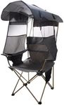 Huskfirm Camping Chair with Canopy Shade,Portable Folding Chair with UPF 50+ Sun Shade,Cup Holder,Side Pocket,Soccer Chair Adults for Camp,Beach,Outdoor Sports-Support 330 LBS Grey