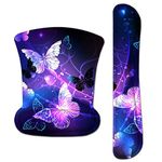 Keyboard Wrist Rest Pad & Mouse Wrist Rest Support Mouse Pad Set Ergonomic Memory Foam for Gaming,Office,PC Computer Laptop,Non Slip Rubber Wrist Support Relief Pain (Butterfly)