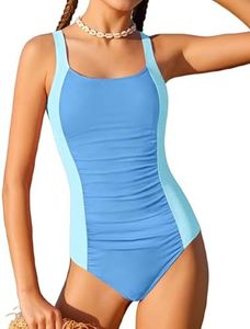 TyeSmo Teen Swimsuits for Girls 12-14 Teen Bathing Suits for Girls 12-14 One Piece Solid Color Girl Bathing Suits Size 12 14 Adjustable Straps Padded Swimwear
