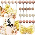 27 PCS Boho Balls Cake Decorations Gold Balls Cake Topper Boho Palm Leaves Oliver Green Cake Decorating for Baby Shower Birthday Wedding