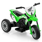 GYMAX Kids Electric Motorbike, 6V Licensed Honda Ride on Motorcycle with Horn & Extended Seat, 3 Wheels Children Motor Bike for Boys Girls (Green)