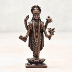 Copper Idols India - By Bhimonee Decor , 2.75 inches, Handmade Copper Dhanvantri Idol, 60 Grams, Patina Antique Finish, Pack of 1 Piece