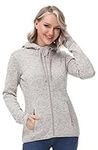 Women’s Fleece Sweater Jackets Hooded Full Zip Lightweight Long Sleeve Soft Warm Coat with Pockets(Beige Mix,M)