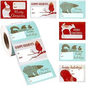 Paper Junkie 504 Pack Christmas Sticker Labels for Gifts, Cute Christmas Gift Tags Stickers with 6 Happy Holidays Winter Animal Designs, Ideally Sized and Easy to Use Christmas Tags for Gifts (2x3 In)