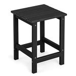 COSTWAY Outdoor Side Table, All Weather HDPE Adirondack Table Garden Coffee Table, Square/Round Small Patio End Tea Table for Balcony, Backyard, Lawn and Poolside (Square, Black)