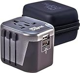 Universal Travel Adapter Worldwide. Multi-Device Charging, International Plug Adaptor with 2 USB Ports. World Essential Travel Accessory for 200+ Countries. UK to: USA, EU, India, Vietnam, Thailand