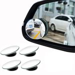 Blind Spot Mirrors, Round Frameless 360° Rotate Sway Adjustable and Waterproof, HD Glass Convex Mirror Maximize RearView, Universal for Car SUV Trucks Traffic Safety - 4 Pack