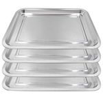 Tattoo Stainless Steel Tray - Autdor 4 Pack Stainless Steel Tattoo Trays 13.5" X 10" Dental Medical Tray Body Piercing Instrument Tray Flat Tool for Tattoo Supplies, Tattoo Kits