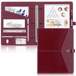 Toplive Padfolio 3 Ring Binder (1’’ Round Ring) Business Portfolio Folder for Interview, Conference and Presentation,Wine Red