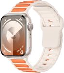 Compatible with Apple Watch Band Series 10/9/8/7/6/5/4/SE/Ultra Silicone Sport Iwatch Strap 40mm 44mm 41mm 45mm 42mm 46mm 49mm Replacement Band for Men Women (44/45/49mm,Starlight and Orange)