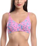 FIMS - Fashion is my style Cotton Bra Non-Padded Non-Wired Bra Floral Print Bra for Women Combo Pack Girls Everyday Bra, Pink1, Pack of 1, Cup-D, Size- 36