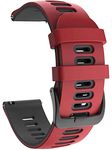 Zitel Bands Compatible with Garmin Forerunner 245/245 Music, 645/645 Music, Forerunner 55/158, Vivoactive 3, Venu Sq/Venu 2 Plus, Vivomove HR, Approach S40/S42/S12 Silicone 20mm Straps - Red/Black