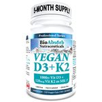 Vegan Vitamin D3 1000 IU + Vitamin K2 MK-7 Form (120 mcg). 150-Day Supply, 150 Vegetarian Capsules