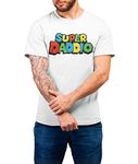 buzz shirts Gift for Fathers - Super Daddio - Mens Retro Game T-Shirt White