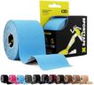SPORTTAPE Bande kinésiologie - 5 cm x 5 m - Bleu | Bande physio & sport pour douleur genou, épaule, cheville & périostite | Étanche & hypoallergénique, bande sportive kinétique