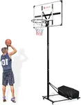 DWVO Basketball Hoop Outdoor 10 FT Adjustable, Portable Basketball Hoops for Outside, Upgrade Backboard and Iron Base with 4 Wheels, 4.4-10FT Height Basketball Hoop Goal System for Various Ages