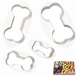 Dog Bone Cookie Cutters, Bone Shape Cookie Cutters 4 Pcs/Set, Dog Treats Cookie Cutter, Homemade Dog Biscuit Treats Cutters Plastic Different Sizes Mini Small Medium Big