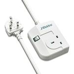 Single Extension Lead, J Elektro Extension Socket Switched Power Strip with 3M Extension Cord, Slimline Power Extension for Home,Office And Travel- White