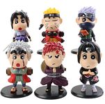 AUGEN Naruto Shinchan Set of 6 Action Figure Limited Edition for Car Dashboard, Decoration, Cake, Office Desk & Study Table (10cm)(Pack of 6)