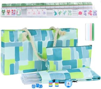 Majolicia American Mahjong Set(4 Layer), 160 Engraved Acrylic Tiles with 4 Racks, Mahjong Bag and Accessories, Mahjong Tile Set for Beginners