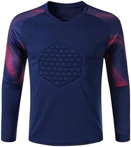 AIGOUT Camiseta acolchada de portero para hombre, uniforme de fútbol de manga larga, esponja protectora, ropa de portero, C, S