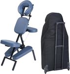 Master Massage Professional Lightweight Portable Massage Chair-Folding Foldable Aluminum Adjustable Tattoo Chair with Wheeled Carrying Case, Aluminum, Blue