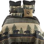 Twin Quilt - Bear Walk Plaid by Donna Sharp - Lodge Quilt with Bear Pattern - Machine Washable