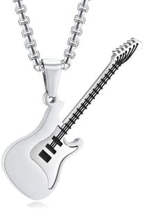 IMINI Collier avec pendentif guitare punk en acier inoxydable pour hommes, femmes, filles, chaîne de breloques musicales électroniques R&B Rock personnalisée, bijou vintage, cadeau pour les amateurs