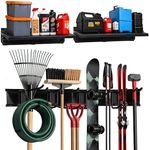 TIDYME Heavy-Duty Garage Wall Storage System | Wall Mounted Tool Organizer Rack with Shelving | 12-Piece Mounting Kit | 6x10” Double-Layered Hooks & 2x24” Floating Utility Shelves