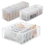 RIVIEVAL Underwear Drawer Organiser, Underwear Organizer and Storage of 3 Bras Socks Organiser Foldable Wardrobe Organiser, High Capacity Closet Dividers for Bras, Socks, Neck Ties and Handkerchiefs