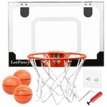 LotFancy Mini Basketball Hoop for Door, 17.5 x 12'' Basketball Hoop Indoor for Kids Teens, Over The Door Basketball Hoop Shatter Resistant with 3 Balls, DIY Stickers, Complete Accessories Included