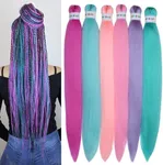 Colorful Braiding Hair Pre Stretched Colored Braiding Hair Extensions for Braids 26inch 6pcs Hot Water Setting Braiding Hair Soft As Human Hair Knotless Kanekalon Prestretched Braiding Hair