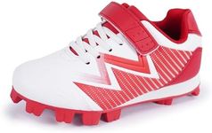 Sooneeya Kid's Molded Baseball Cleats Boys Outdoor Trainer Shoes Red Size 11.5 M US Little Kid