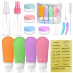 MOLHEM 17 Pack Travel Bottle Set for Toiletries, Silicone Travel Bottles Travel Containers Leak Proof Silicone Squeezable Travel Accessories 3 oz