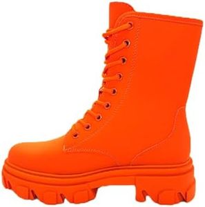 Cape Robbin Chrisley Combat Boots for Women, Platform Boots with Chunky Block Heels, Womens High Tops Boots (Orange, US Footwear Size System, Adult, Women, Numeric, Medium, 8)