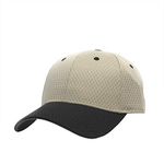 The Vintage Year Cotton with Stretchable Polyester Air Mesh Back Flex Six Panel Baseball Cap, Black/Khaki, Large