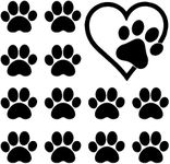 13 PCS Vinyl Decals of Paw Prints, 5'' Heart with Dog Paw, 2'' Paw Prints, Waterproof Pet Sticker for Car Window Laptop Wall