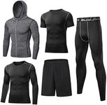 BUYJYA 5Pcs Men's Compression Pants