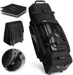 UNIHIMAL Soft-Sided Golf Travel Bag Cover with Wheels, 1680D Material with Padded Head and Leather Accents, Foldable Travel Golf Bags for Airlines