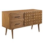 Walker Edison Deluca Boho Solid Wood 2 Door Sideboard with Prism Detail, 58 Inch, Caramel
