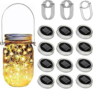 Ostritec Solar Mason Jar Lights Lids, 12 Pack 30 Led Fairy Lights(Jars Not Included), Outdoor Hanging Mason Jar Solar Lights, Fairy in a Jar Firefly Lights for Patio Garden Table Christmas Decor