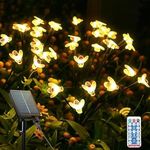 Hardoll Solar Lights Outdoor 24 LED Honey Bee Lamp for Home Garden Waterproof Decoration (Warm White-Set of 4x1, Multiple Modes)