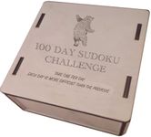 100 Day Sudoku Puzzle Challenge - They Get Harder Every Day - With Wooden Box makes a great gift Dad Granddad (Sudoku)