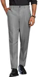 COOFANDY Men Straight Leg Dress Pant Lightweight Elastic Waist Pant with Pockets Dark Grey Heather 42W34L