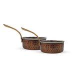 Indian Art Villa Steel Copper Antique Dark Tone Design Sauce Pan with Brass Handle, Serveware & Tableware, Hotel Restaurant, Diameter 5 Inch - Pack of 2