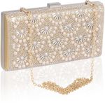 veyiina nero Fashion Party Evening Handbags Pearl Clutch Purses For Women & Girls, Gold