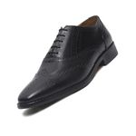 LOUIS STITCH Formal Shoes for Men | Handcrafted Wingtip Brogue Leather | Lace-Up Style for Business, Casual Obsidian Black, UK Size 7 (RXBGJB-)